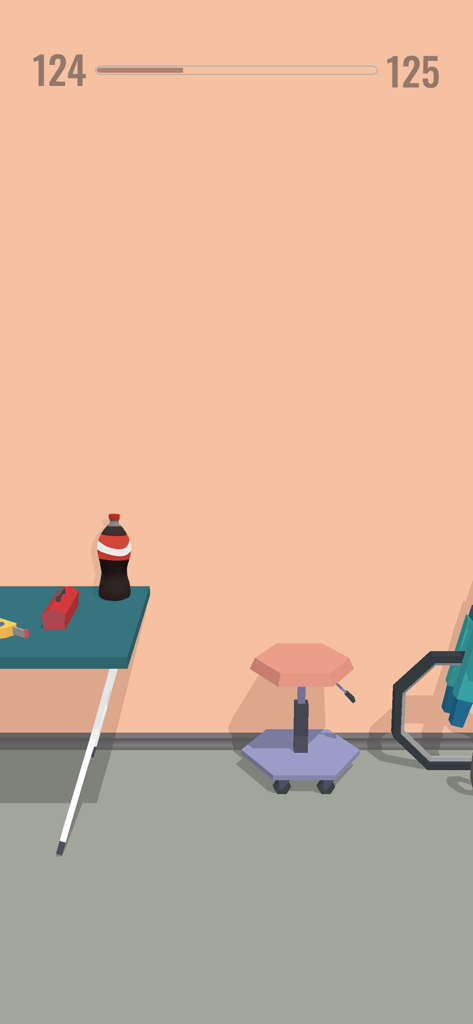 Bottle Jump 3D - Eine Limonadenflasche auf einem Tisch im mobilen Spiel Bottle Jump 3D