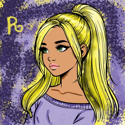 realistic girl with a high ponytail