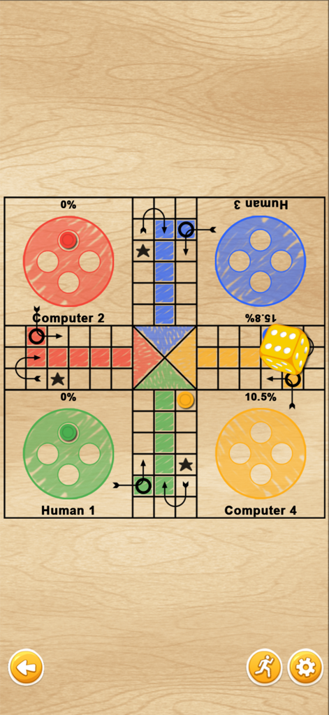 Ludo Neo-Classic - Ludo Neo-Classic gameplay screenshot with a hand-sketched board on a wooden texture