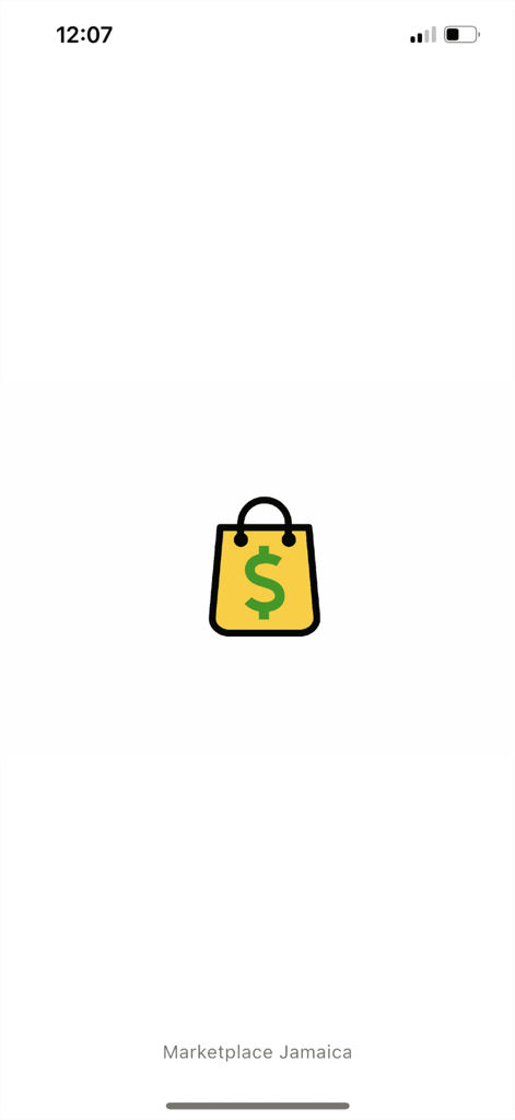 Marketplace Jamaica - Marketplace Jamaica app splash screen featuring a yellow shopping bag icon with a dollar sign