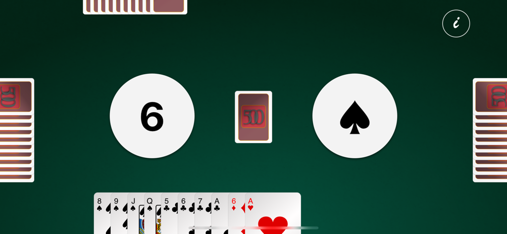 Extreme 500 - Schermata di gioco del gioco di carte Extreme 500 che mostra un tavolo digitale pulito e le carte dei giocatori.