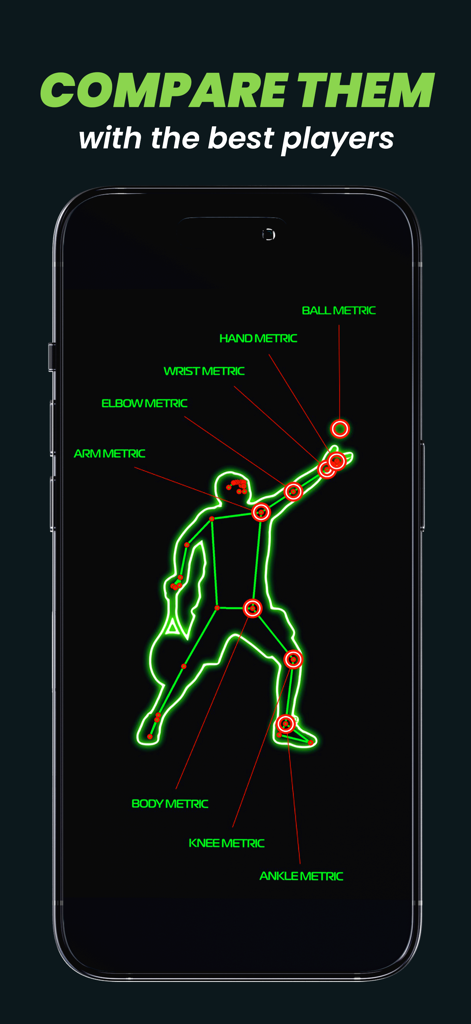 Tennis AI - Skeletal tracking and biomechanical metrics of a tennis player for stroke analysis in the Tennis AI app.