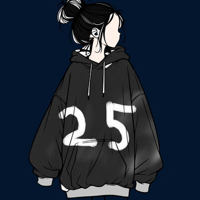 realistic girl with a oversized sweatshirt on and a bun