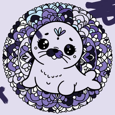 a cute baby seal mandala