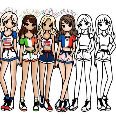 a group of girls wearing crop tops and shorts