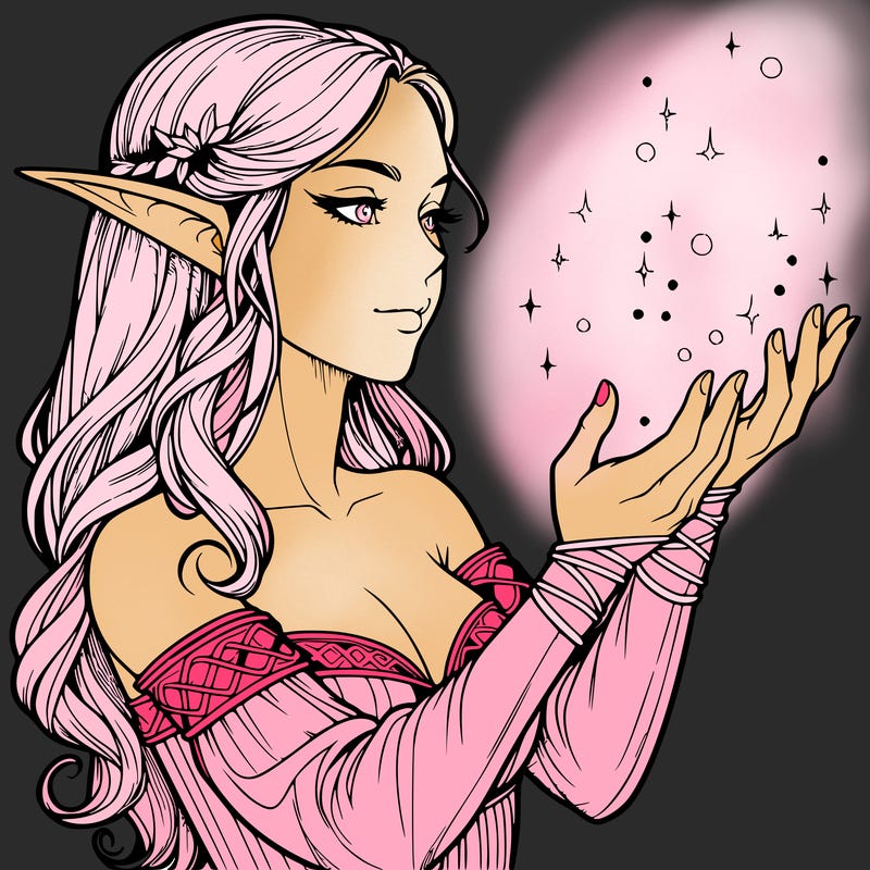 realistic elf girl doing magic