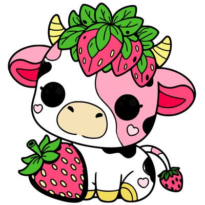 cute strawberry cow