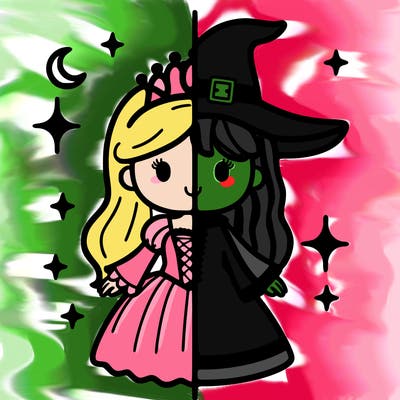 split princess and witch