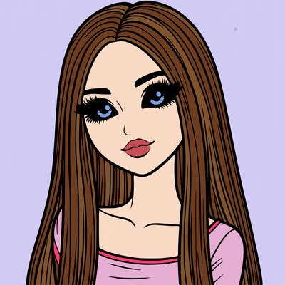 realistic girl with straight and long hair