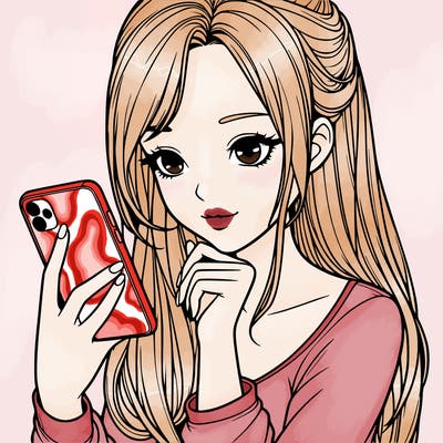 realistic girl with a  iphone