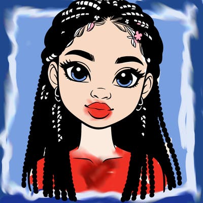 a realistic black girl with braids