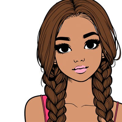 realistic girl with braids