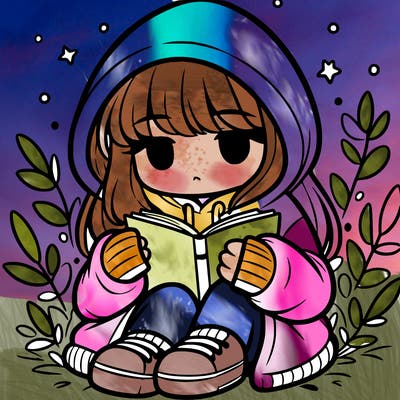 girl in oversized hoodie reading a book