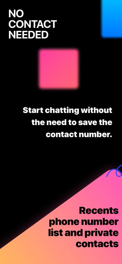 Promotional screen for Direct Message for WhatsApp highlighting chatting without saving contact numbers