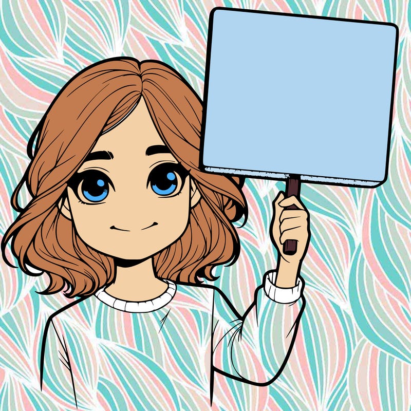 realistic girl holding up a sign