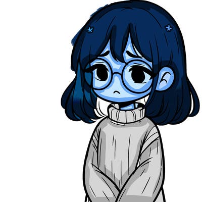 sad girl with glasses in a sweater