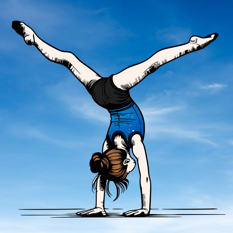 realistic gymnastic hand stand girl in four splits