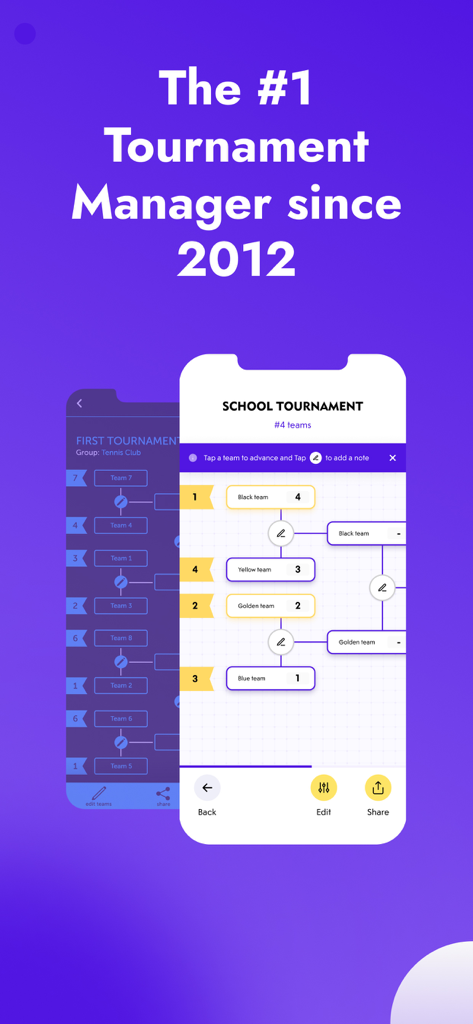 My Bracket: Tournament Maker - My Bracket app showing sports tournament brackets for school and club competitions
