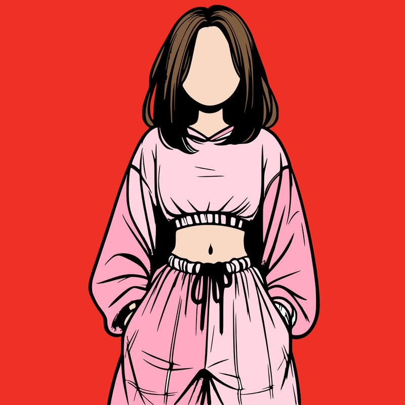 realistic girl faceless with baggy pants and a crop top