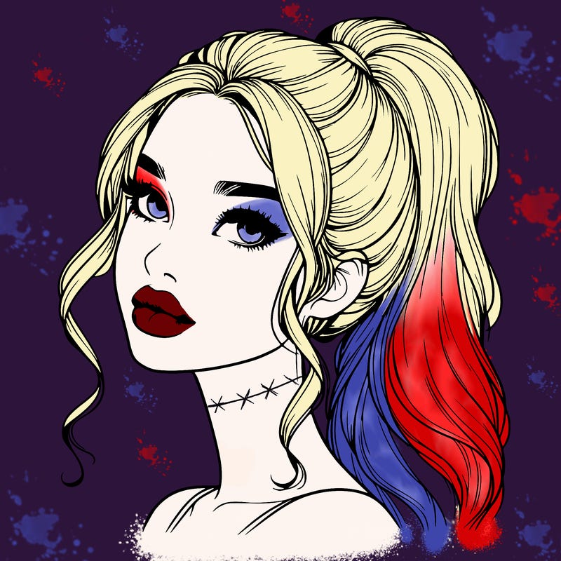 realistic girl with a ponytail on her hair and lips