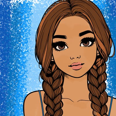 realistic girl with braids
