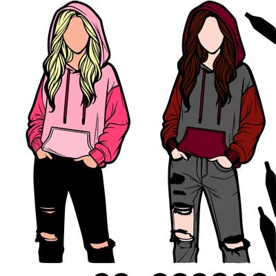 a beautiful woman with a hoodie and ripped jeans