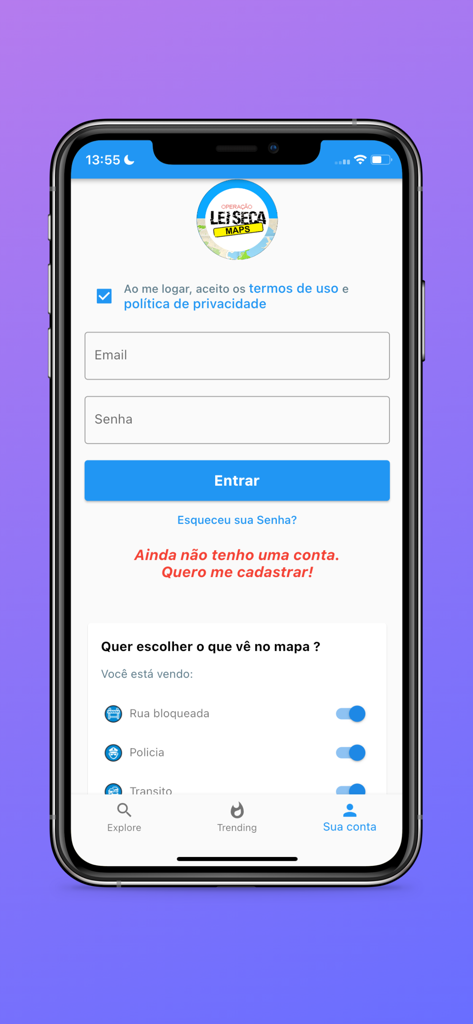 LeisecaMaps - LeisecaMaps login screen and map filter settings