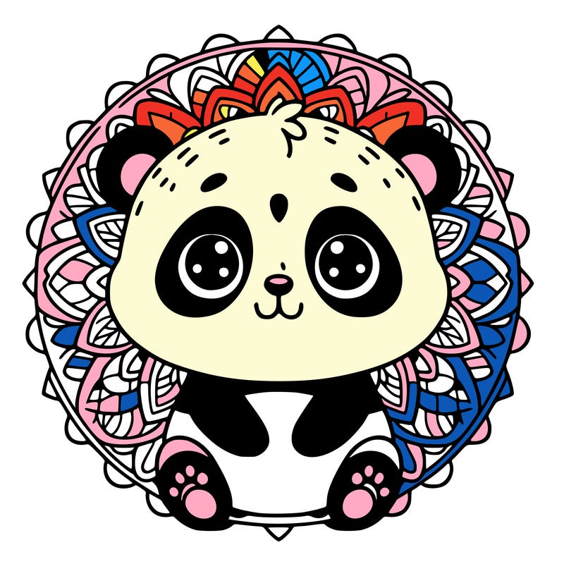 cute baby panda animal mandala