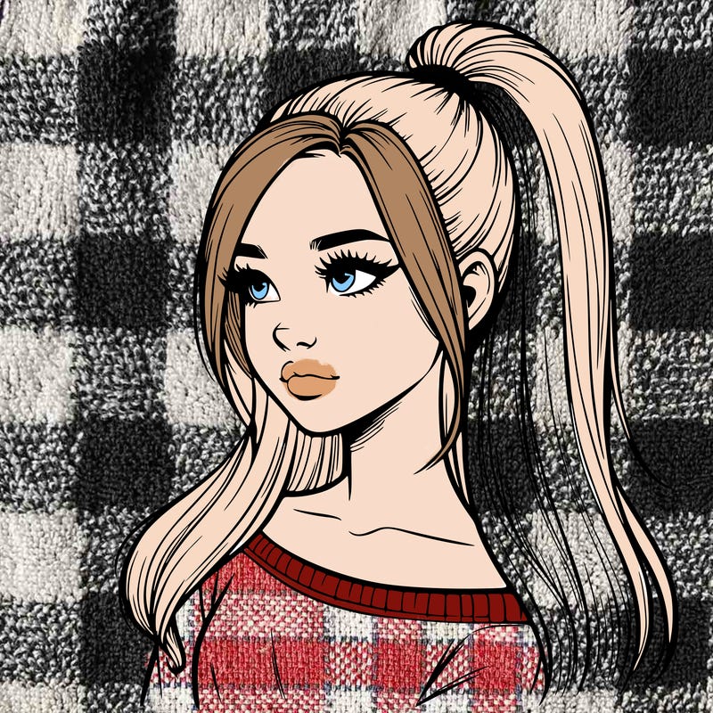 realistic girl with a high ponytail