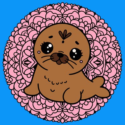 a cute baby seal mandala