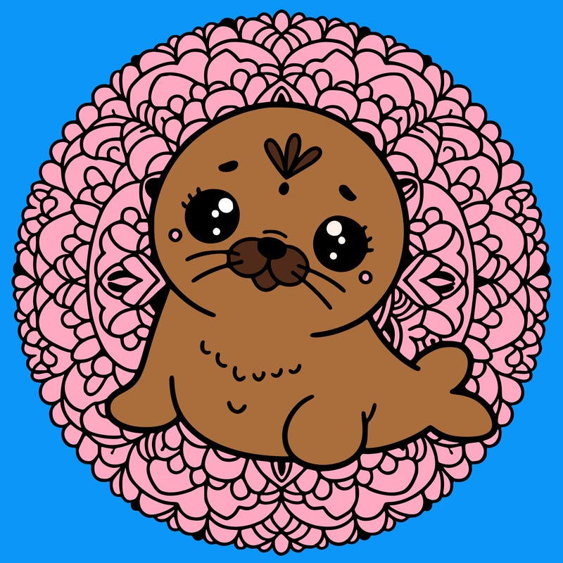a cute baby seal mandala