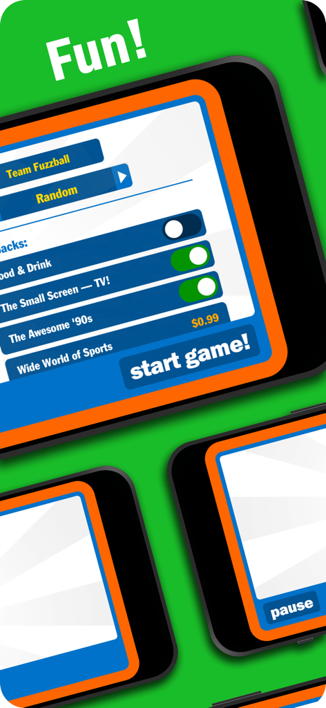 Phrase Frenzy - Catch It! - Phrase Frenzy game setup screen showing category selection and the start game button