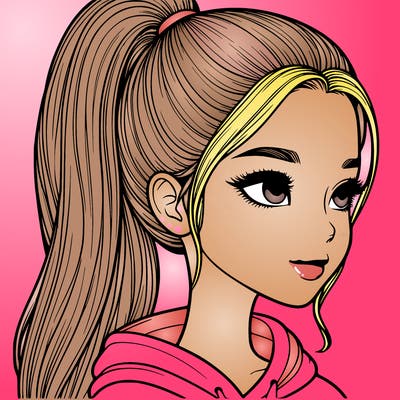 realistic girl with a high ponytail ❤️