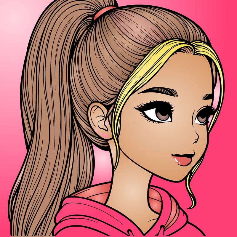 realistic girl with a high ponytail ❤️