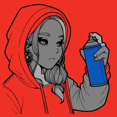 a realistic girl, spray painting