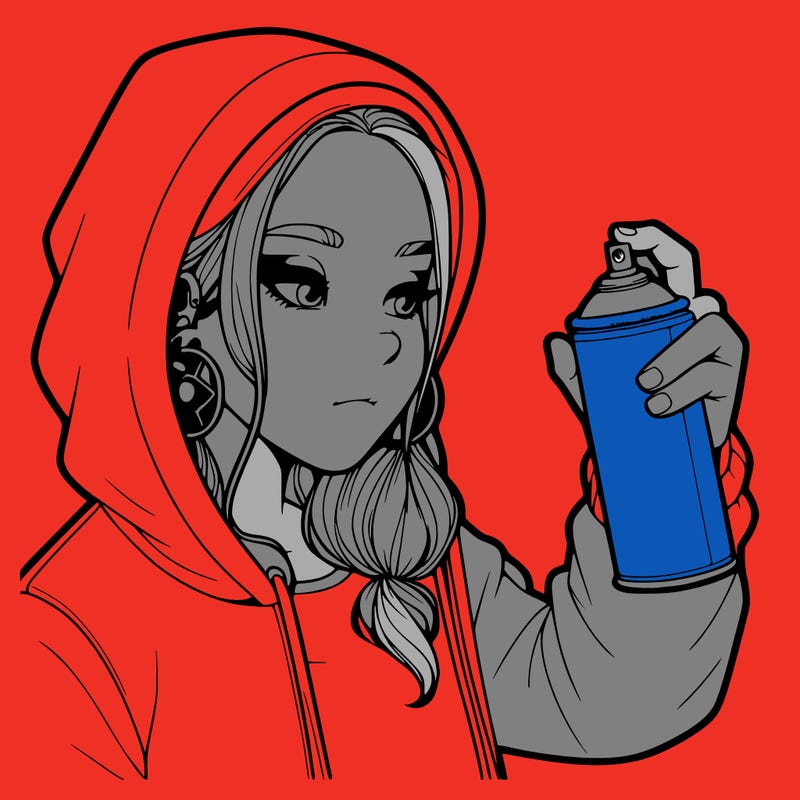 a realistic girl, spray painting