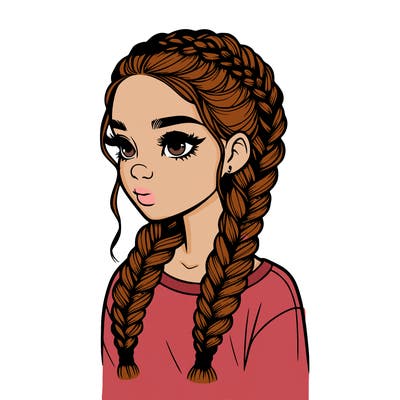 realistic girl with braids