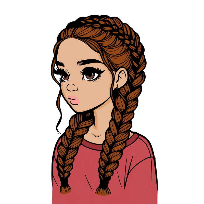 realistic girl with braids