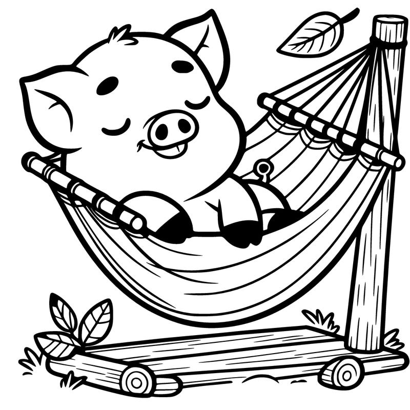 a pig lying on a hammock