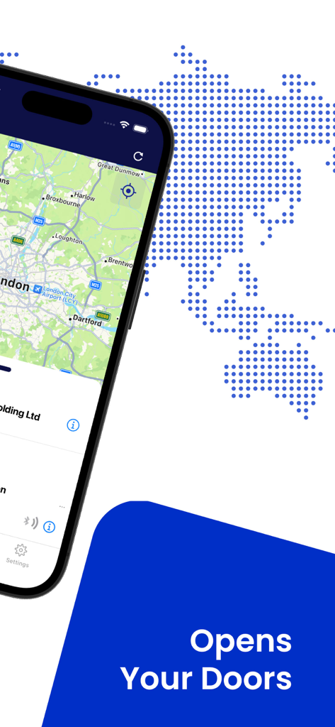 Bitwards - Bitwards mobile app screen showing a map interface and the text Opens Your Doors