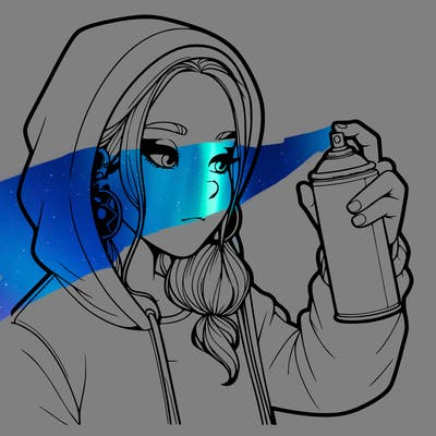 a realistic girl, spray painting
