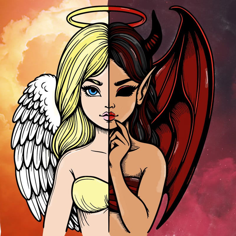 realistic angel half demon