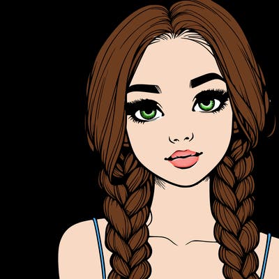 realistic girl with braids