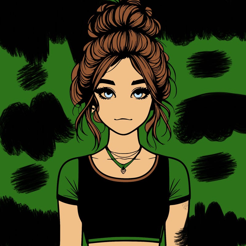 realistic girl with messy bun and croptop