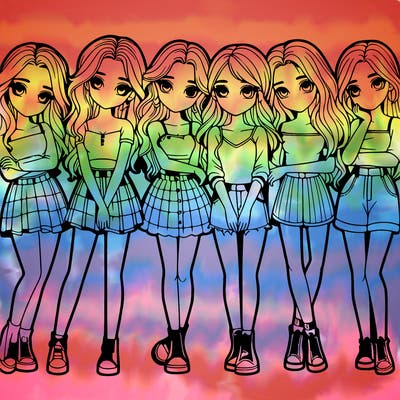 a group of girls realistic