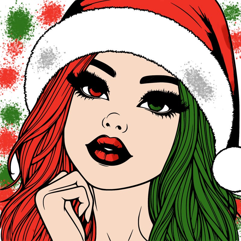 realistic christmas girl with lips