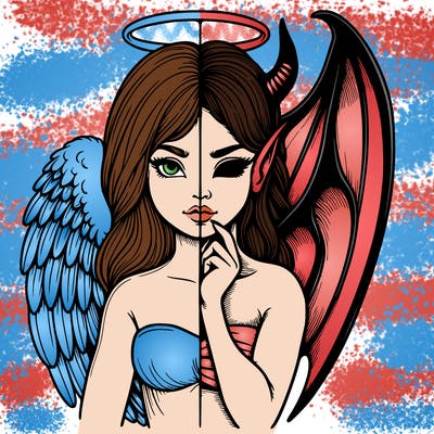 realistic angel half demon