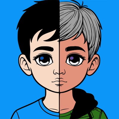 realistic split boy