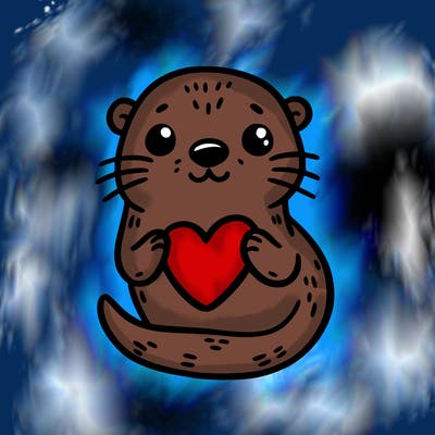 otter with a heart