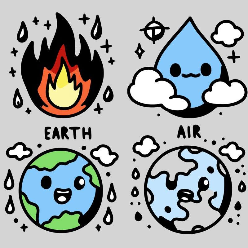 fire, earth, water,air